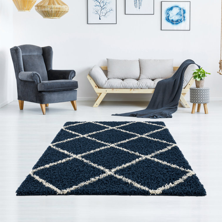 Oliver Rezendes Geometric Navy/White Area Rug & Reviews Wayfair